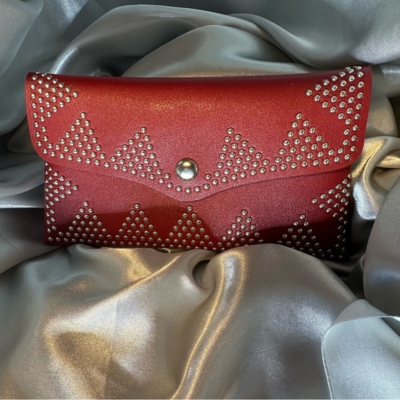 Burgundy Rhinestone Studded Belt Bag Fanny Pack - Picture 6 of 10
